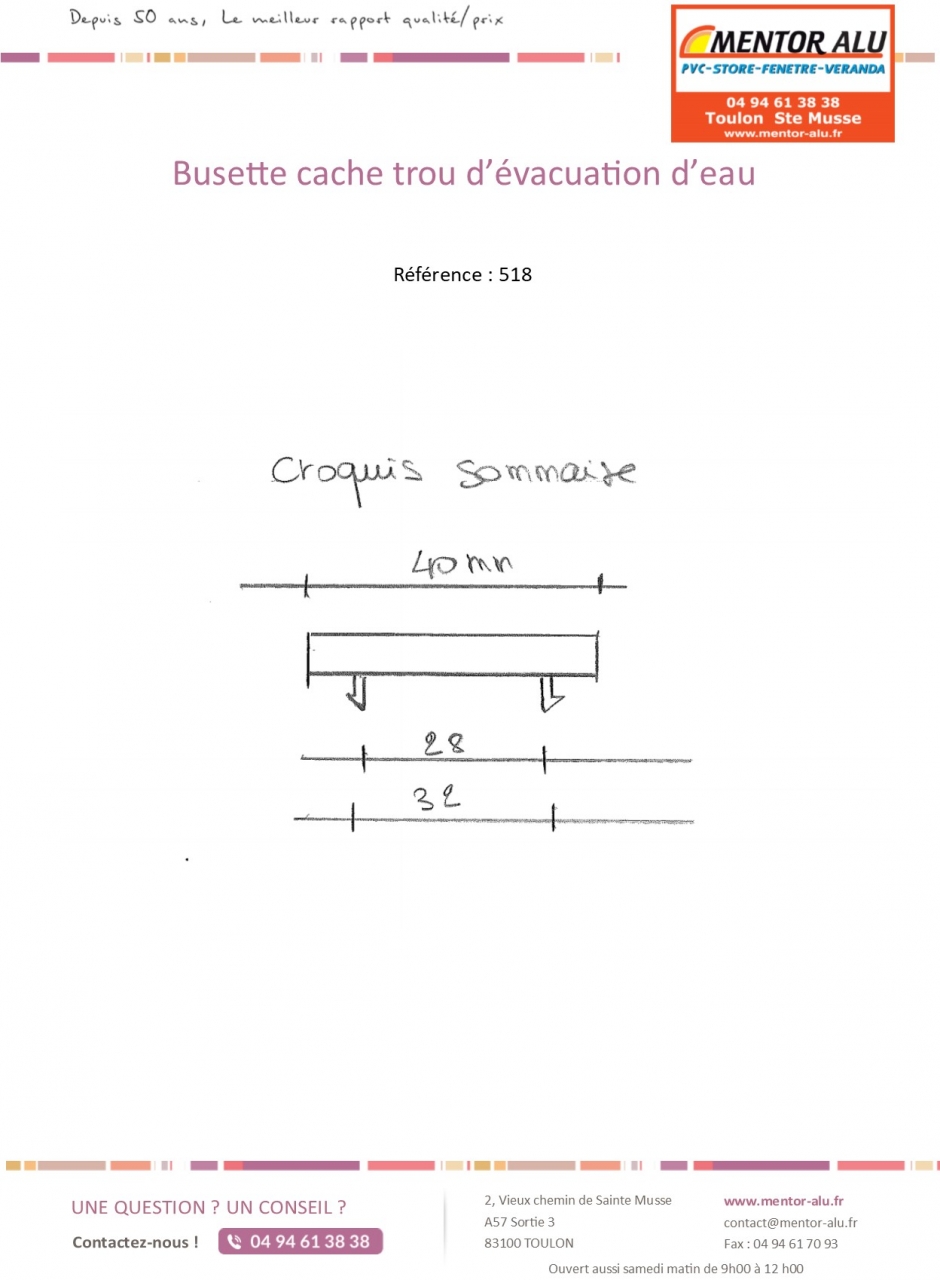 Cache pour trou de drainage de fenêtre Aluminium