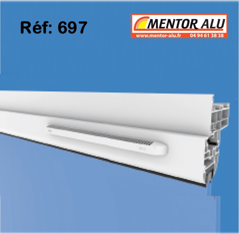 Grille ventilation rectangulaire PVC 515x60mm à encastrer