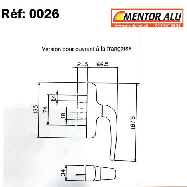 Poigne de fentre ALU giesse 3