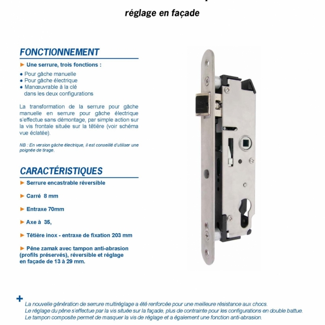 Serrure de portail   encastrer rversible 4