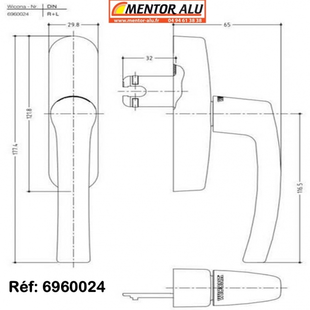 WICONA  Poigne de fentre  1 et 2 vantaux 2