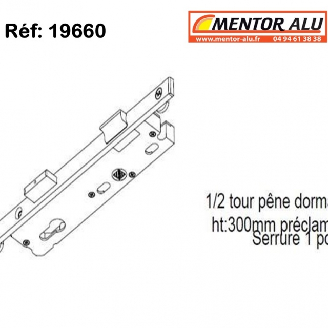 Serrure de porte  SAPA 1 point 1/2 tour Ttire U 2