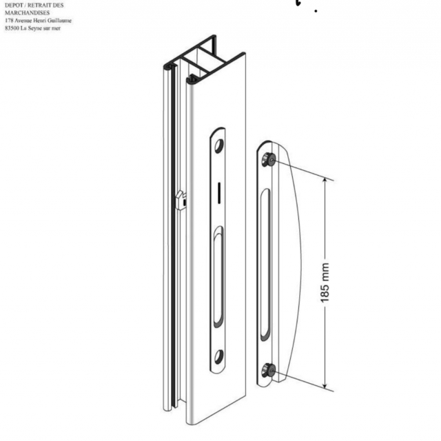 Poigne de tirage pour et baie vitre coulissante technal  2