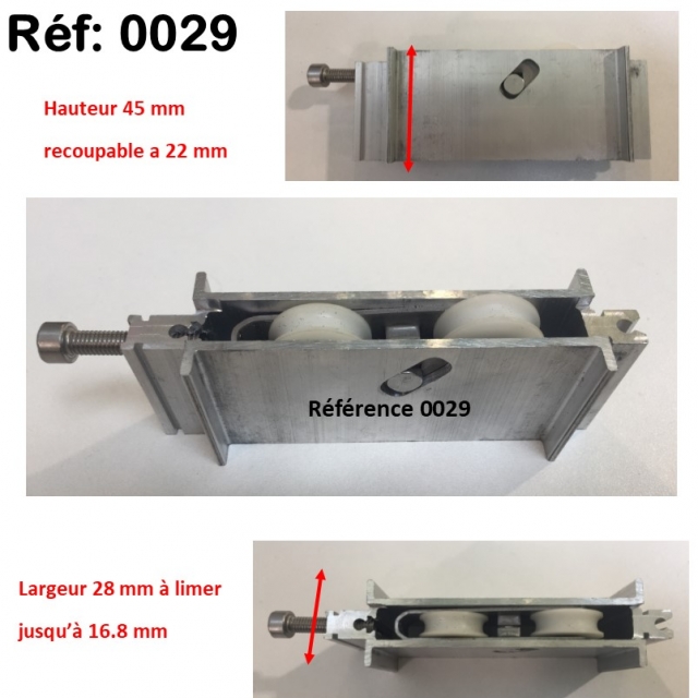 Galet roulette  rnovation  toutes marques grand  modle largeur 17 mm   28 mm Hauteur 45 mm recoupable jusqu' 22 mm en hauteur 1