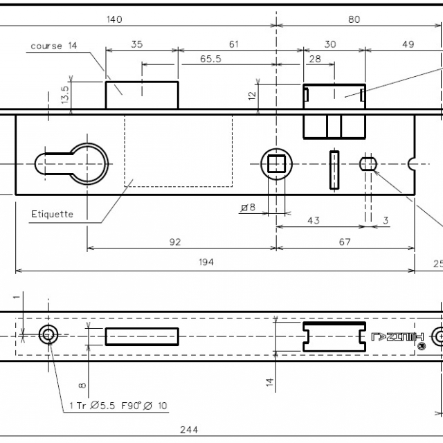 Serrure de porte TECHNAL T1020 2