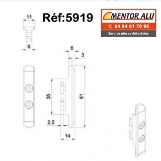 Gche KAWNEER  5919  pour baie coulissante  