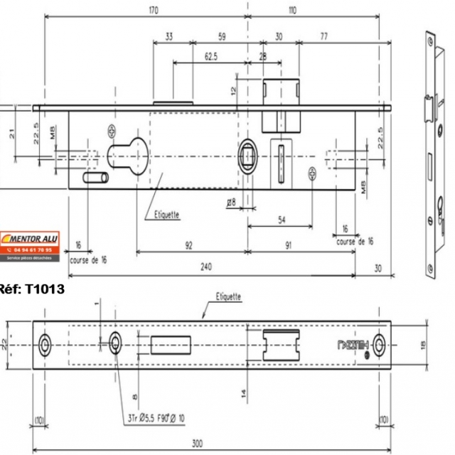 Serrure de porte TECHNAL T1013 2