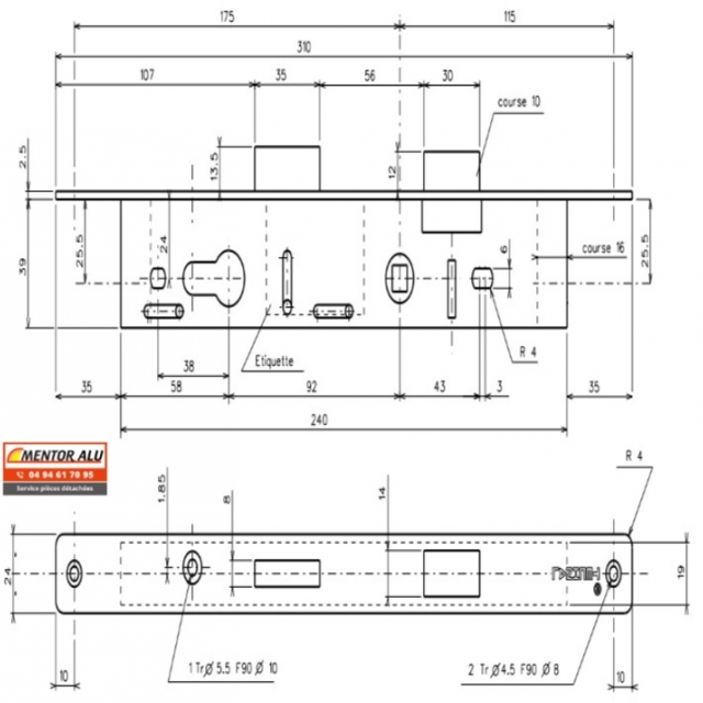 Serrure de porte TECHNAL T1024 2