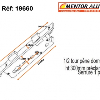 Serrure de porte  SAPA 1 point 1/2 tour Ttire U