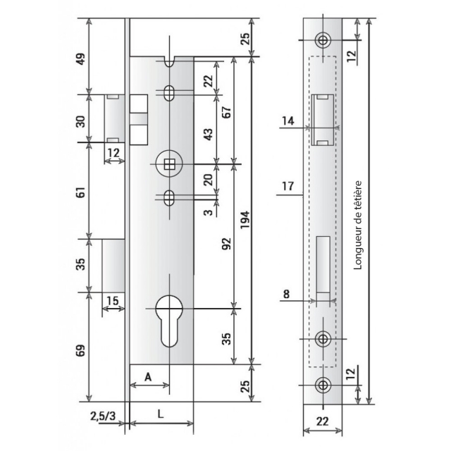 Serrure Stremler 2260 45 5