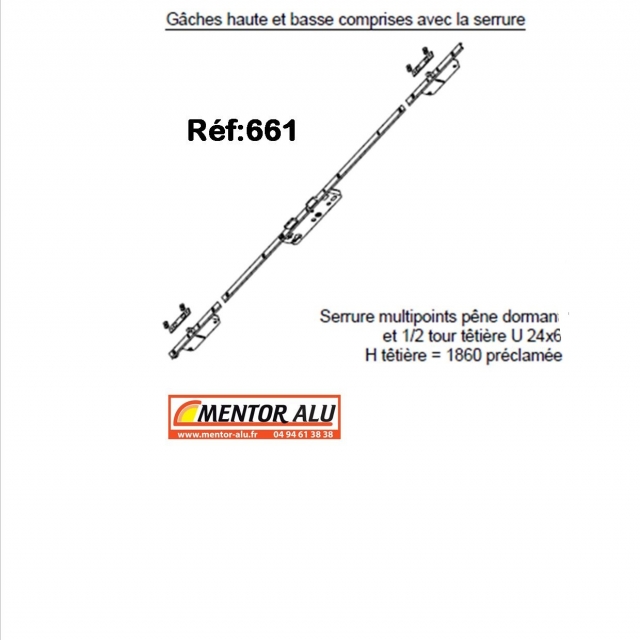 Serrure 3 points pour porte alu SAPA - 1